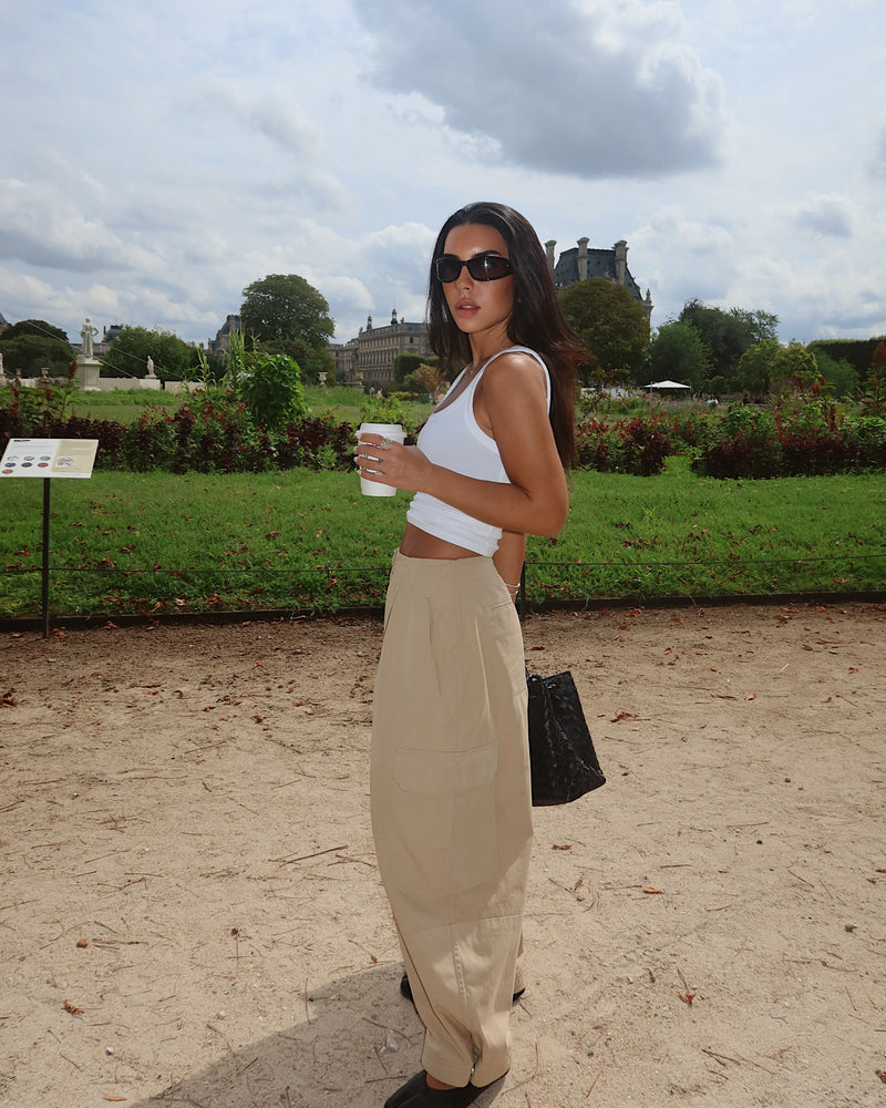 Styles her Kaia Cargo Balloon Pants for a day in Paris
